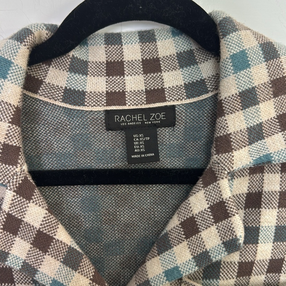 Rachel Zoe Plaid Jacket - Brown, Blue, Cream - Picture 4 of 7